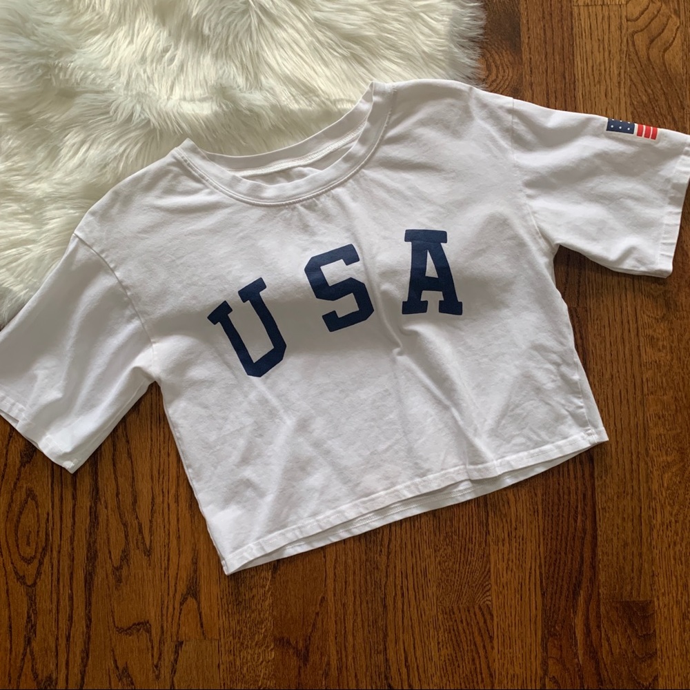 White USA Crop Top